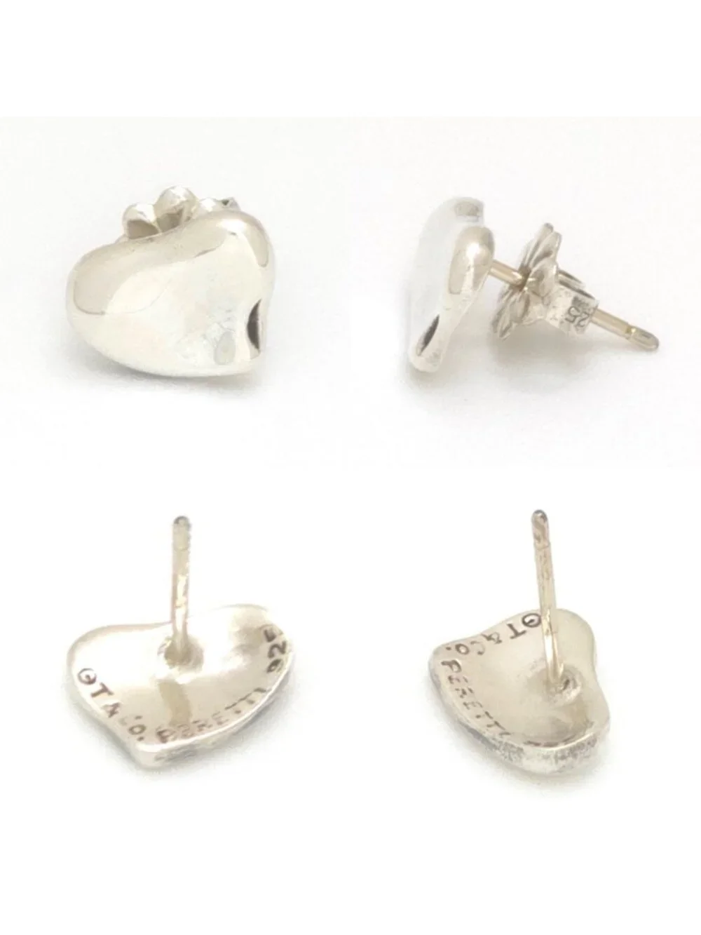 Tiffany & Co Full Heart Earrings Sterling Silver Stud Elsa Peretti Vintage